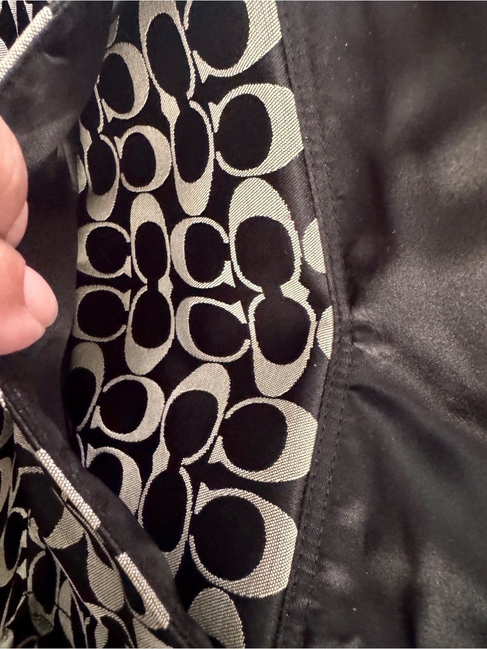 Coach Signature Canvas Shoulder Tote in Black and Tan - Picture 3 of 7